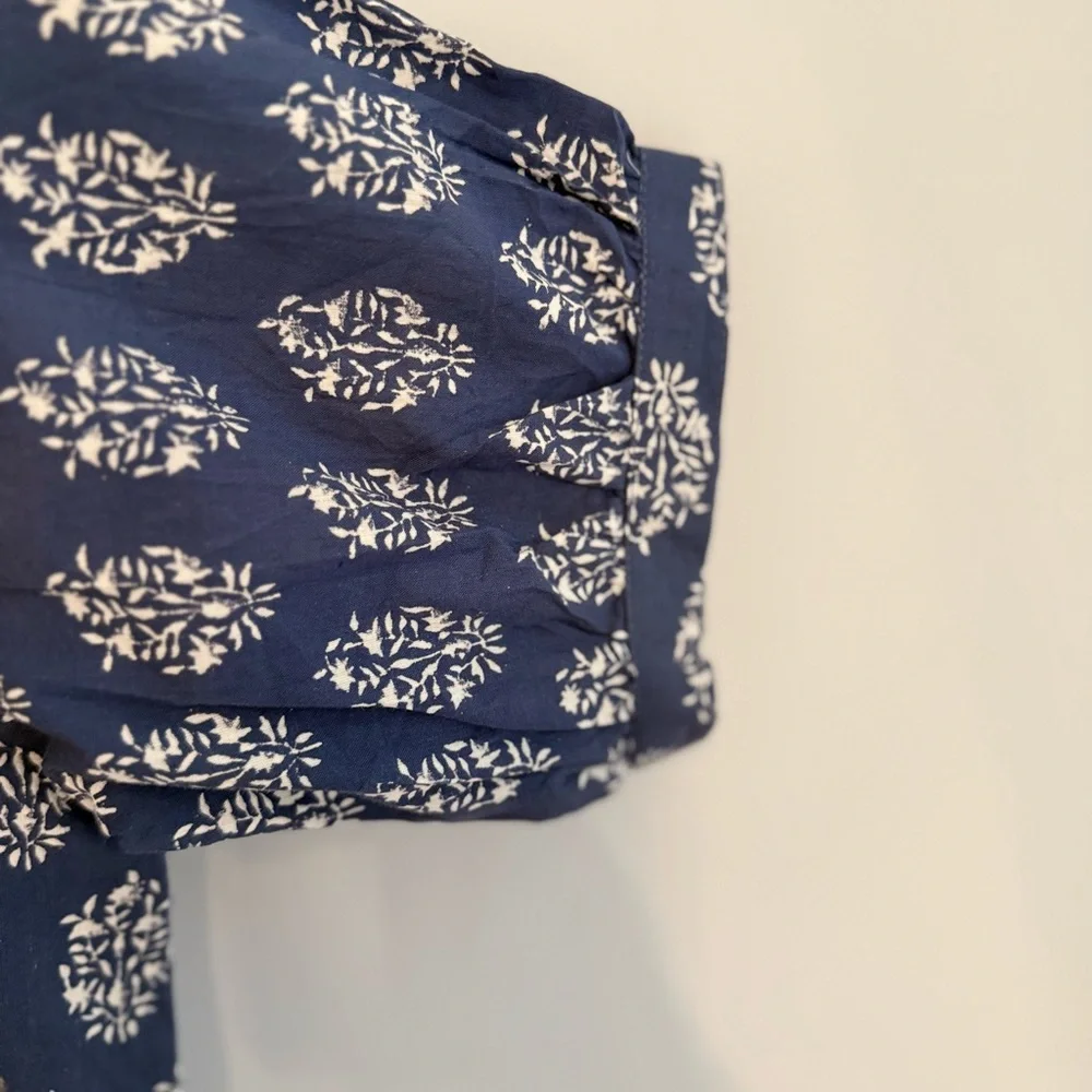 MAREA by Liz Joy short sleeve Maxi Dress in blue indigo print, size Small - Picture 3 of 11